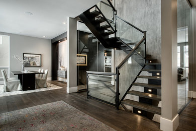 Staircase - contemporary staircase idea in Calgary
