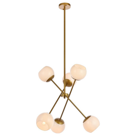 Living District LD657D24BR Axl 24" Pendant, Brass With White Shade