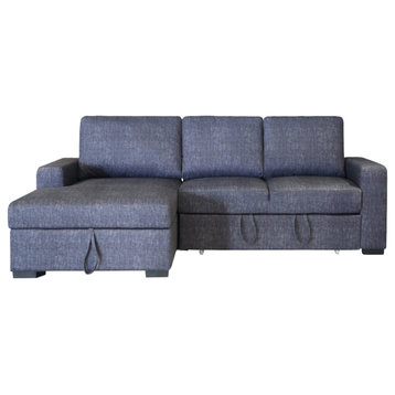 Elga Sectional Bed, Chaise On Left, Dark Gray Fabric