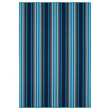 Kaleen Voavah Voa01-17 Striped Rug, Blue, Navy, Gray, White, 5'0"x7'6"