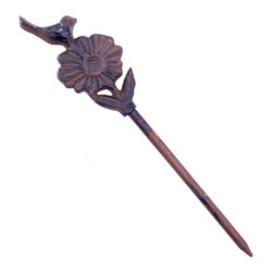 Import Wholesales - Cast Iron Garden Hose Guide, Bird On Daisy, 12.625" Tall - Gardening Accessories