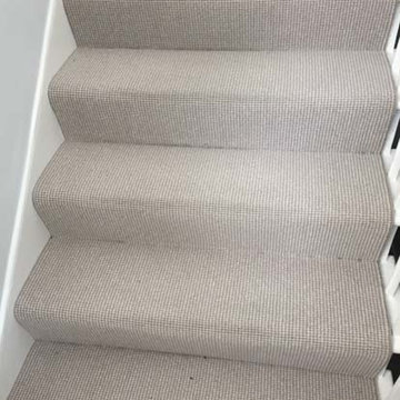 Grey Carpet Installation to Stairs