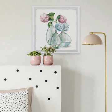 "Hydrangea Vases" Framed Painting Print