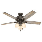 Hunter Fan Company - Hunter 50329 44``Ceiling Fan Hartland Noble Bronze - The Hartland indoor ceiling fan`s clear seeded glass and included Edison LED light bulbs create a stunning look in small, casual rooms. The Noble Bronze and Matte Silver finishes complement other fixtures in farmhouse, casual spaces while the Indigo Blue finish adds a subtle pop of color. Create a cohesive look in your space by pairing the Hartland ceiling fan with the coordinating light fixtures in its collection.