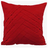 Textured Pintucks 14"x14" Suede Fabric Red Pillow Covers, Red No Limits No Lines