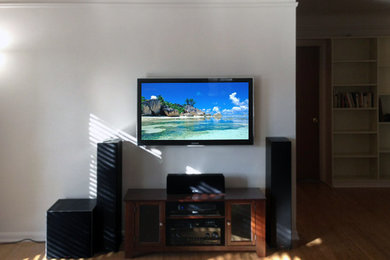 Living room - mid-sized contemporary formal and open concept living room idea in Phoenix with a wall-mounted tv