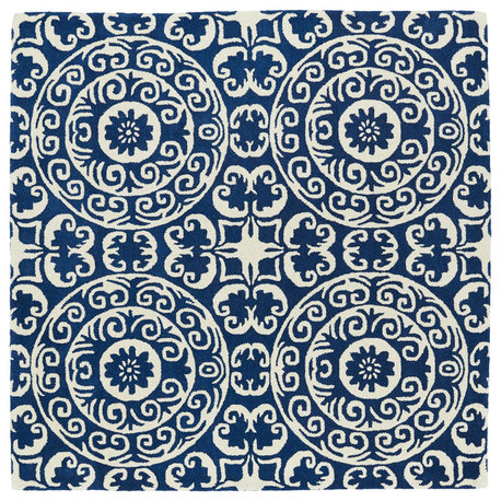 Kaleen Hand-Tufted Evolution Navy Wool Rug, 9'9" Square