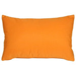 Pillow Decor Ltd. - Pillow Decor - Sunbrella Solid Color Outdoor Pillow, Tangerine Orange, 12" X 20" - These pillows are made with renowned Sunbrella outdoor fabric. Adds a lush touch to your outdoor decor. Mix and match with other pillows in this series, fantastic stripes & solids in fresh, happy colors! *Pillow dimensions always refer to the pillow cover's width and length while lying flat unstuffed and are rounded up to the nearest whole inch.