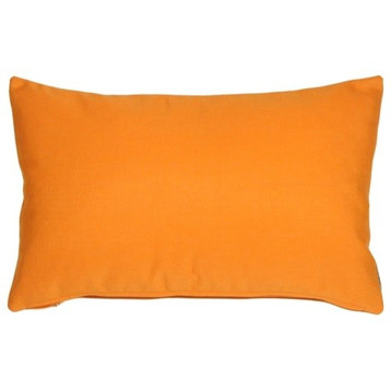 Pillow Decor - Sunbrella Solid Color Outdoor Pillow, Tangerine Orange, 12" X 20"