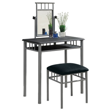 Vanity Set, Set Of 2, Makeup Table, Dressing Table, Metal, Black, Grey