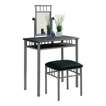 Vanity Set - 2Pcs Set / Black / Silver Metal