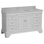 Kitchen Bath Collection - Katherine 60" Bath Vanity, White, Carrara Marble, Single Vanity - The Katherine: class & elegance without compare.
