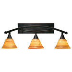 Toltec Lighting - Toltec Lighting 173-BC-454 Bow - Three Light Bath Bar - Shade Included.IS THIS A CHAIN HUNG FIXTURE?: NoWarranty: 1 YearAssembly Required: YesBackplate Length: 16.00* Number of Bulbs: 3*Wattage: 100W* BulbType: Medium* Bulb Included: No