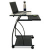 L Mobile Laptop Cart, Black and Clear Glass