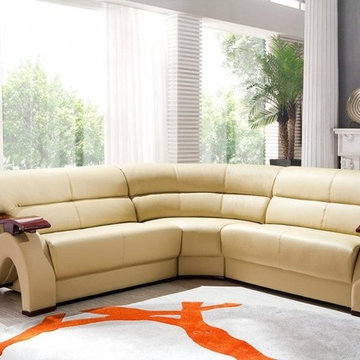 Modern Beige Bonded Leather Sectional Sofas