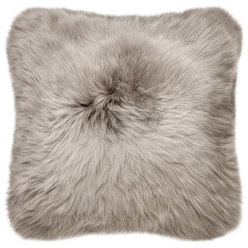 Classic Sheepskin Double-Sided Pillow, Taupe, 18"x18"