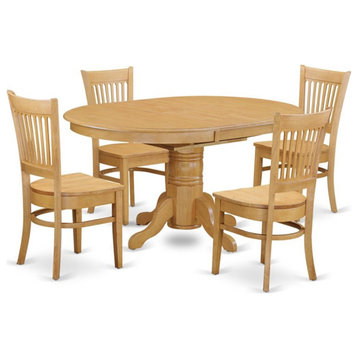 Atlin Designs 5-piece Dining Room Set with Table and 4 Chairs in Oak