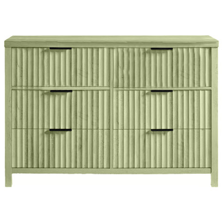 Modern Solid Wood 6-Drawer Dresser, Summer Sage
