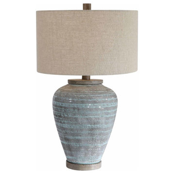 Uttermost 26228-1 Pelia 28" Tall Vase Table Lamp - Light Aqua Blue / Gray