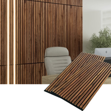 Solid Wood Slat Wall Panels | Set of 2 Wood Wall Panels - Walnut