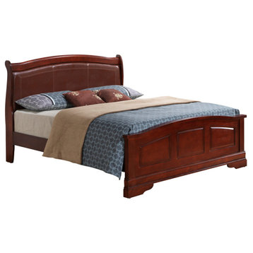 Louis Philippe Cherry Upholstered Full Panel Bed