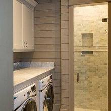 shower next to washer dryer