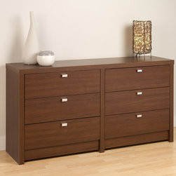 Prepac Medium Brown Walnut Series 9 Designer 6-Drawer Dresser - Products