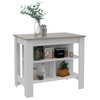 FM FURNITURE Brooklyn Surface Kitchen Island with Three Concealed Shelves