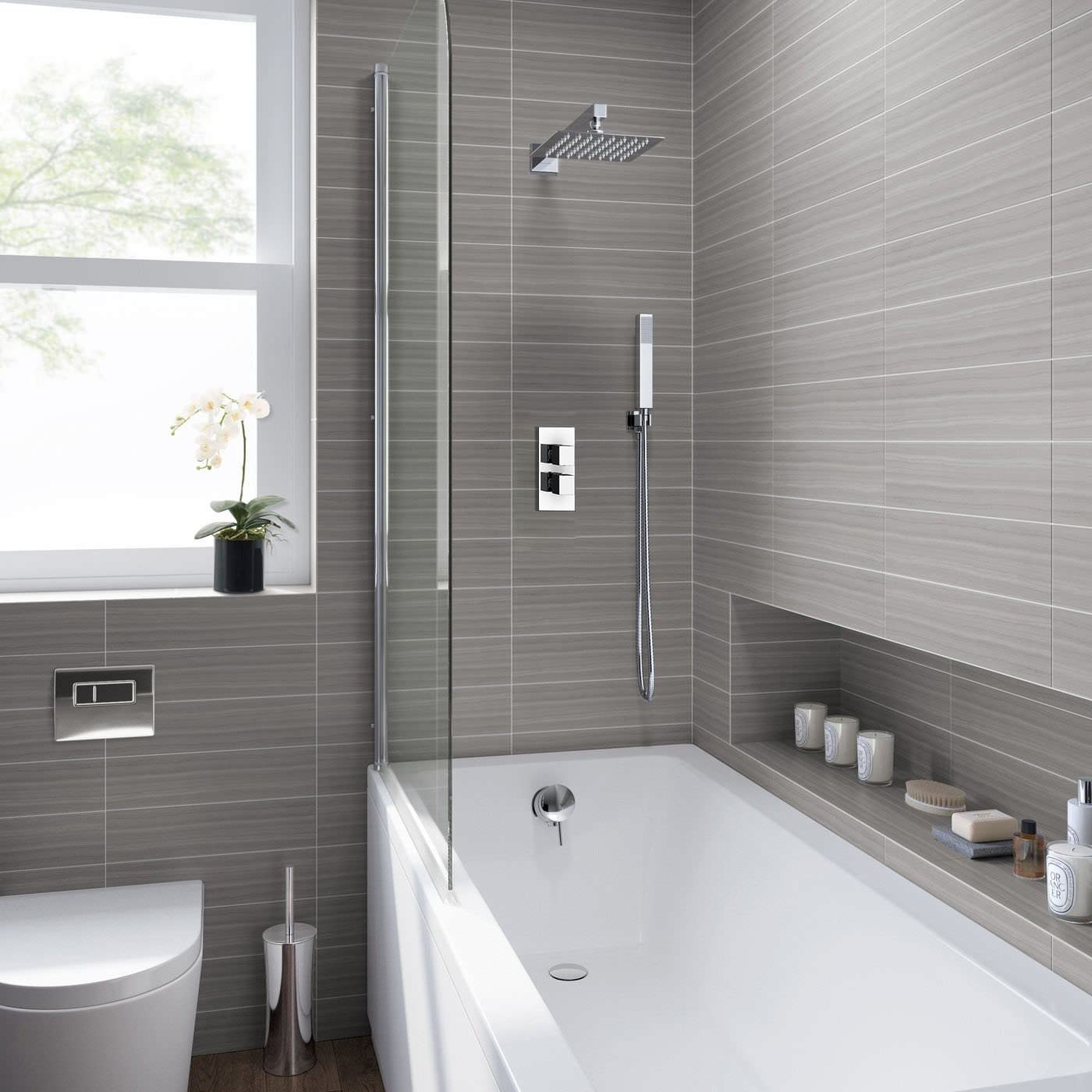 Modern Shower Reno Reno Thermostatic Shower Set Ultra Thin Head, 8