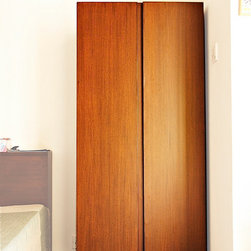 Metaphor | Contemporary-style Narrow Tall Cupboard in Teak and Veneer - Armoires And Wardrobes