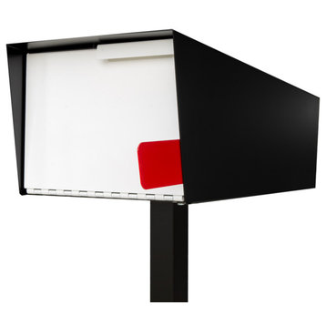 Post Mounted Mailbox, Two Tone Black, Black/White, Post Included
