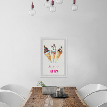 "Ice Cream All Day" Framed Painting Print