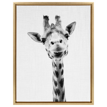 Sylvie Giraffe Portrait Framed Canvas by Simon Te Tai, Gold 18x24