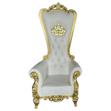 Infinity White And Gold King Chair With Insignia