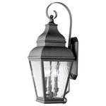 Livex Lighting - Livex Lighting 2605-04 Exeter - 3 Light Outdoor Wall Lantern in Exeter Style - 1 - Finished in charcoal with clear water glass, thisExeter 3 Light Outdo Black Clear Water Gl *UL: Suitable for wet locations Energy Star Qualified: n/a ADA Certified: n/a  *Number of Lights: 3-*Wattage:60w Candelabra Base bulb(s) *Bulb Included:No *Bulb Type:Candelabra Base *Finish Type:Black