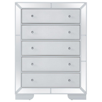 Hollywood Hills White 5 Drawer Chest of Drawers (58 in. H X 21 in. W X 32 in...