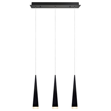 61068-2 Adjustable LED 3-Light Hanging Pendant Ceiling Light, Black