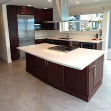 Modern kitchen stained oak and cherry cabinets