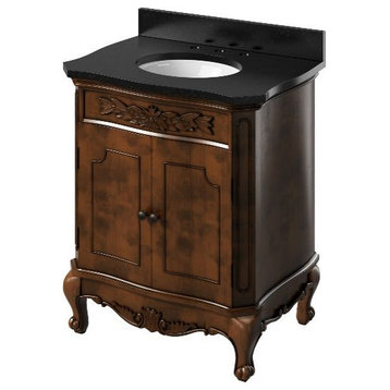Clairemont Traditional Nutmeg 30" Oval Sink Vanity with Black Granite Top