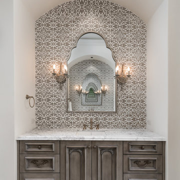 Arched Vanity with Patterned Tile
