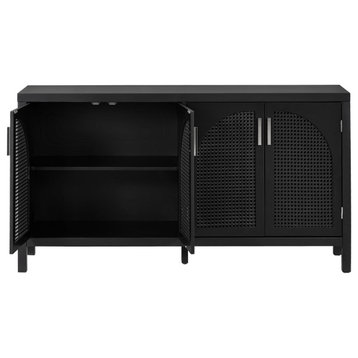 TATEUS 60" Kitchen Sideboard Storage Buffet Cabinet, Black