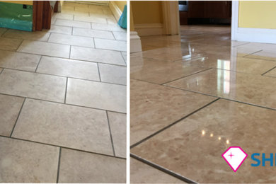 Polished marble floor restoration