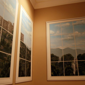 Trompe L'Oeil Windows in two story Dining Room.