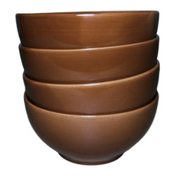 Le Souk Ceramique - Le Souk Ceramique Stoneware Soup/Cereal Bowls, Set of 4, Black, Brown - Dining Bowls