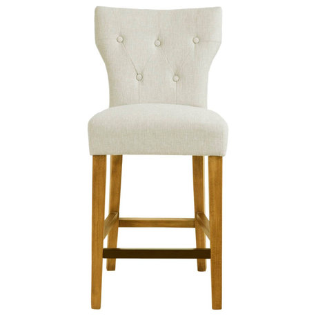 Madison Park Avila Tufted Bar Back Stools Counter Height Stool, Cream