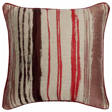 Decorative 18"x18" Abstract Red Jacquard Silk Pillow Cover, Cherry Martini