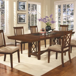 Coaster 7-Piece Walnut Dining Table and Chair Set with 2 Leaves - Dining Sets