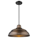 Millennium Lighting - Millennium Lighting RWHC14-NC R Series - 14" Warehouse/Cord Hung - Cord Length: 144.00R Series 14" One Light Warehouse Cord Hung Pendant Natural Copper *UL Approved: YES *Energy Star Qualified: n/a *ADA Certified: n/a *Number of Lights: Lamp: 1-*Wattage:200w A bulb(s) *Bulb Included:No *Bulb Type:A *Finish Type:Natural Copper