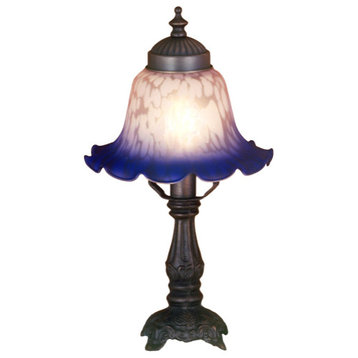 12.5 High Fluted Bell White & Blue Mini Lamp