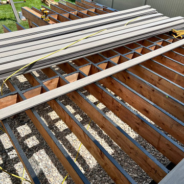 Azek's Coastline ,Dark Hickory with Timbertech's IRX modern top railing system